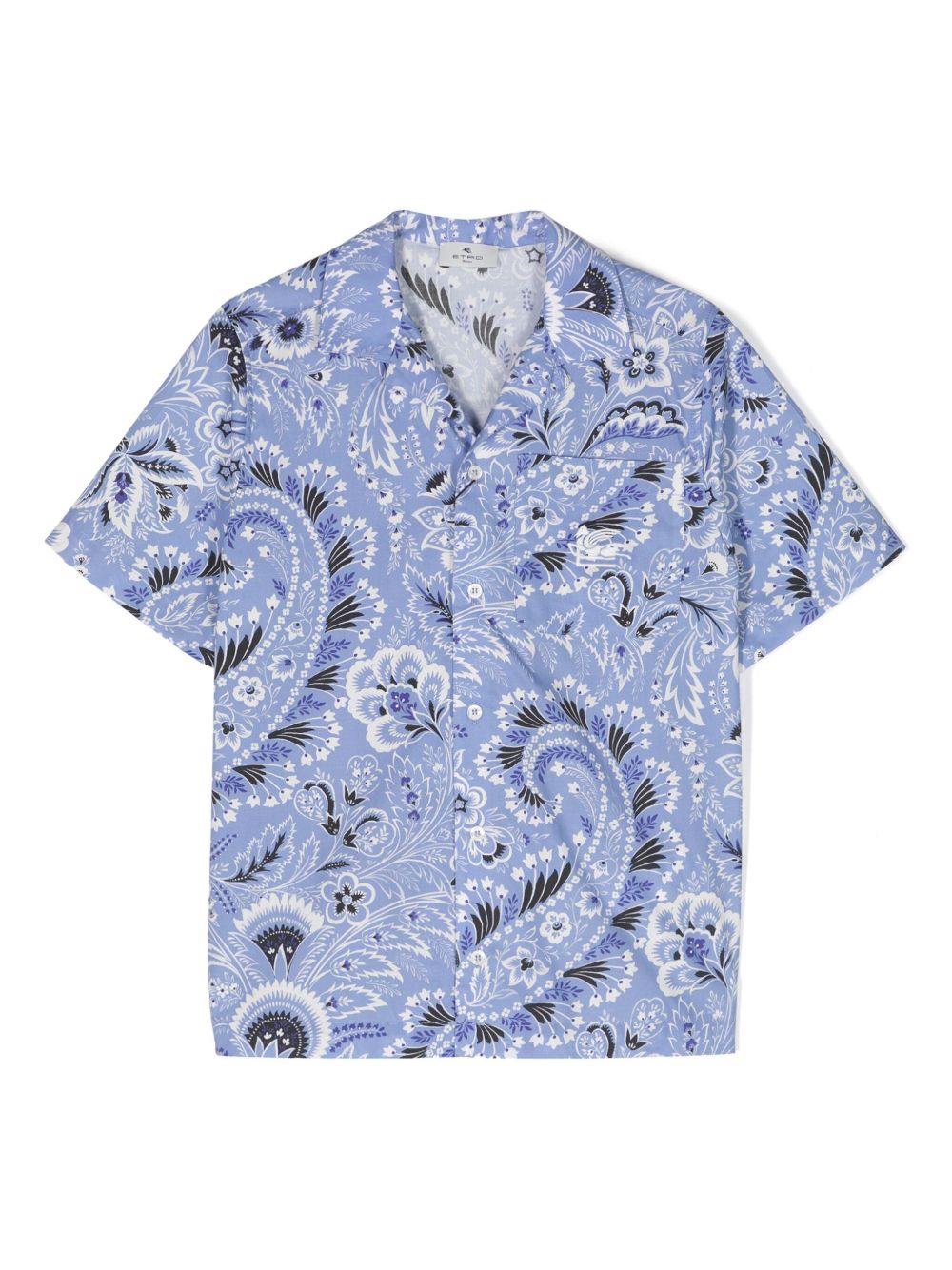 ETRO KIDS Paisley 印花棉衬衫 - 蓝色