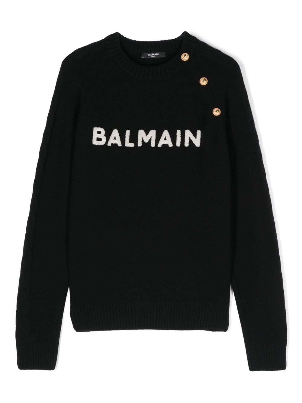 Balmain Kids logo刺绣卫衣 - 黑色