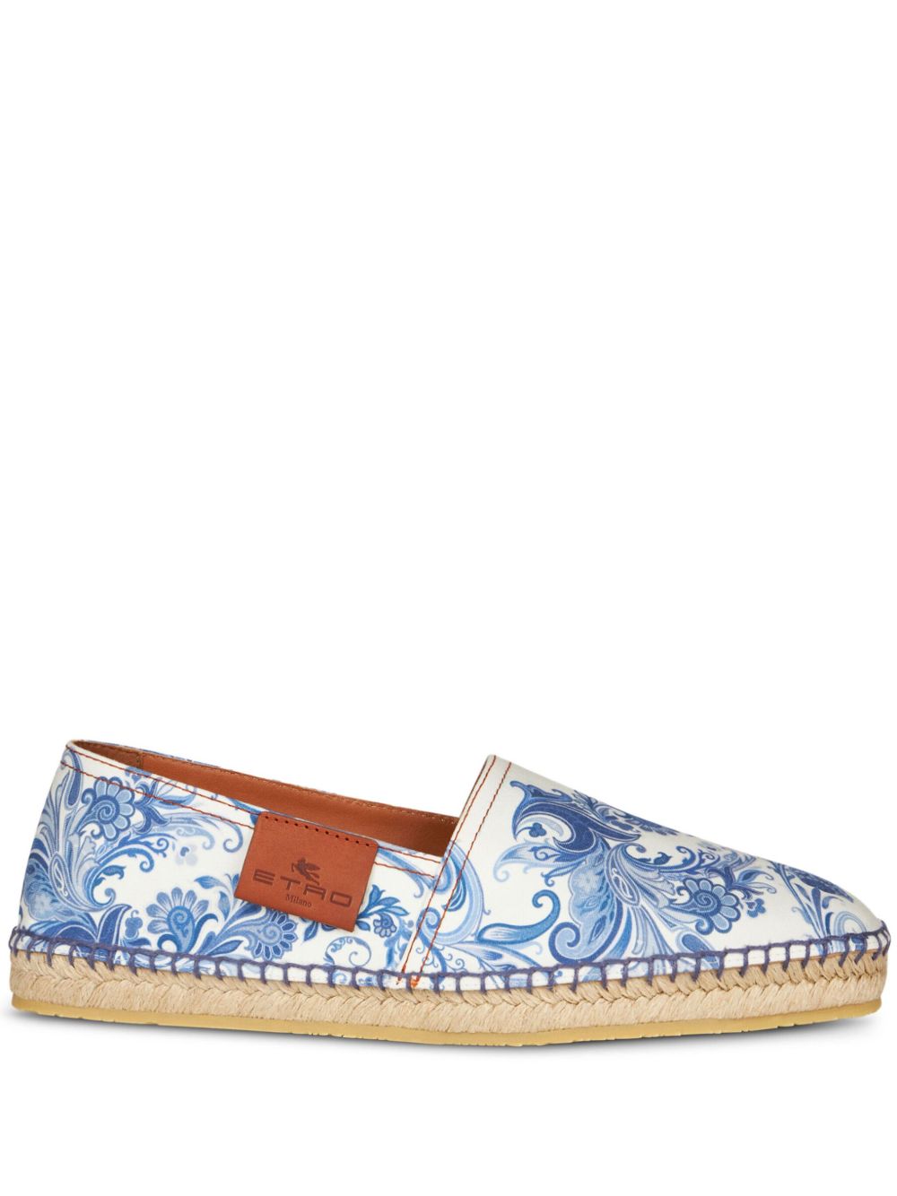ETRO 佩斯理印花草编鞋 - 蓝色
