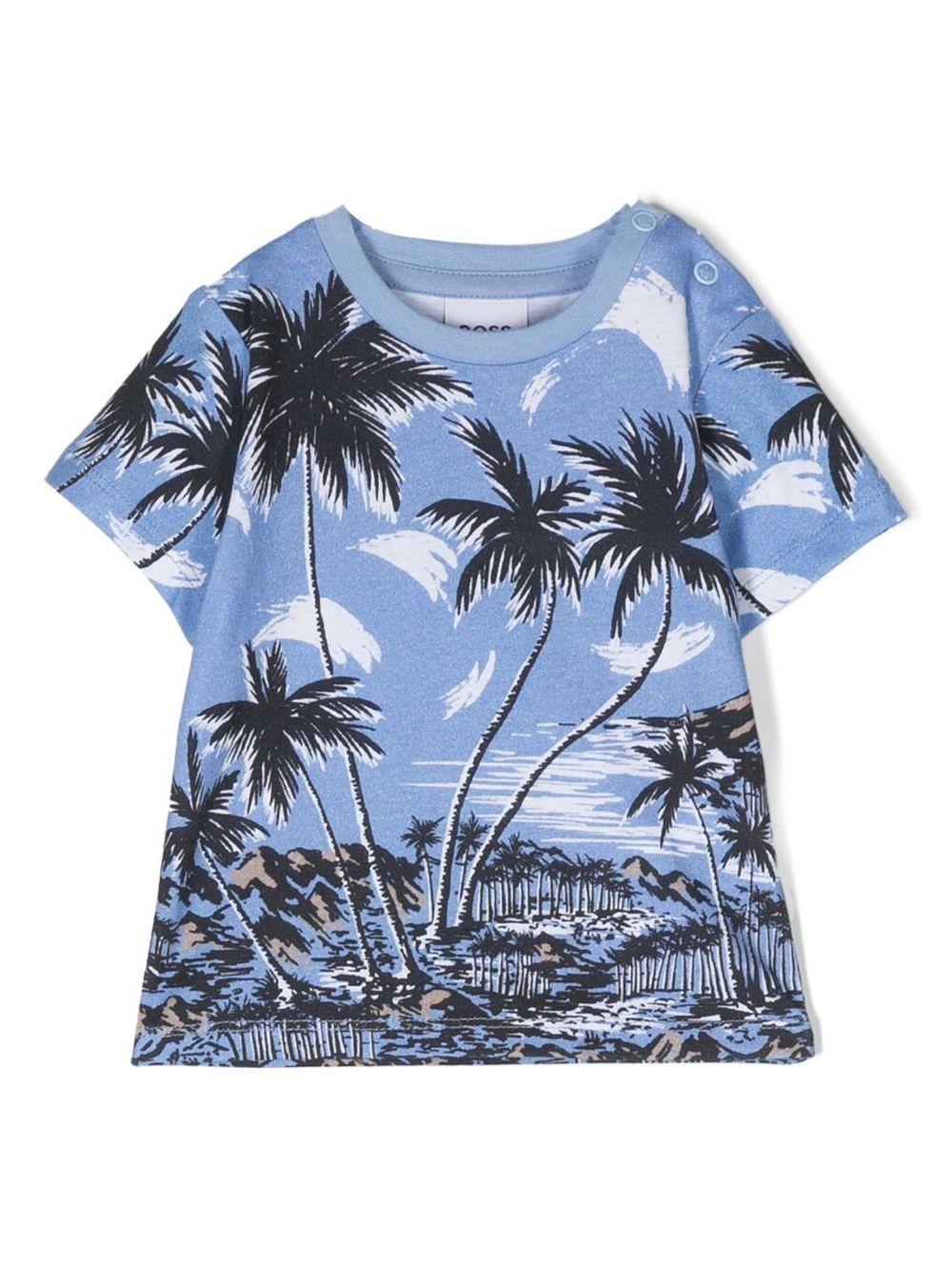 BOSS Kidswear 棕树棉T恤 - 蓝色