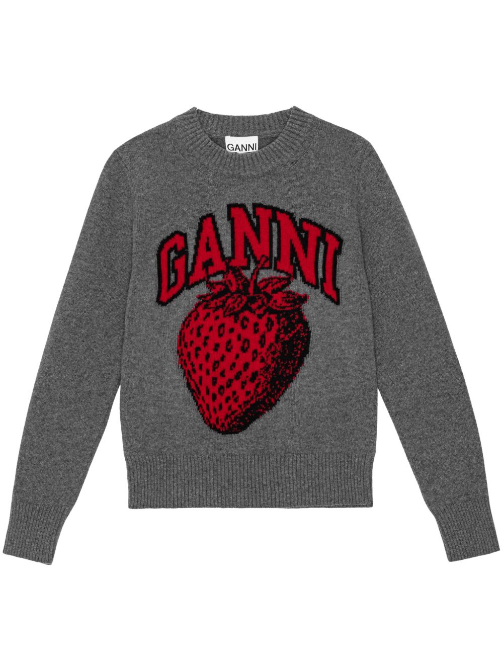 GANNI logo嵌花针织毛衣 - 灰色