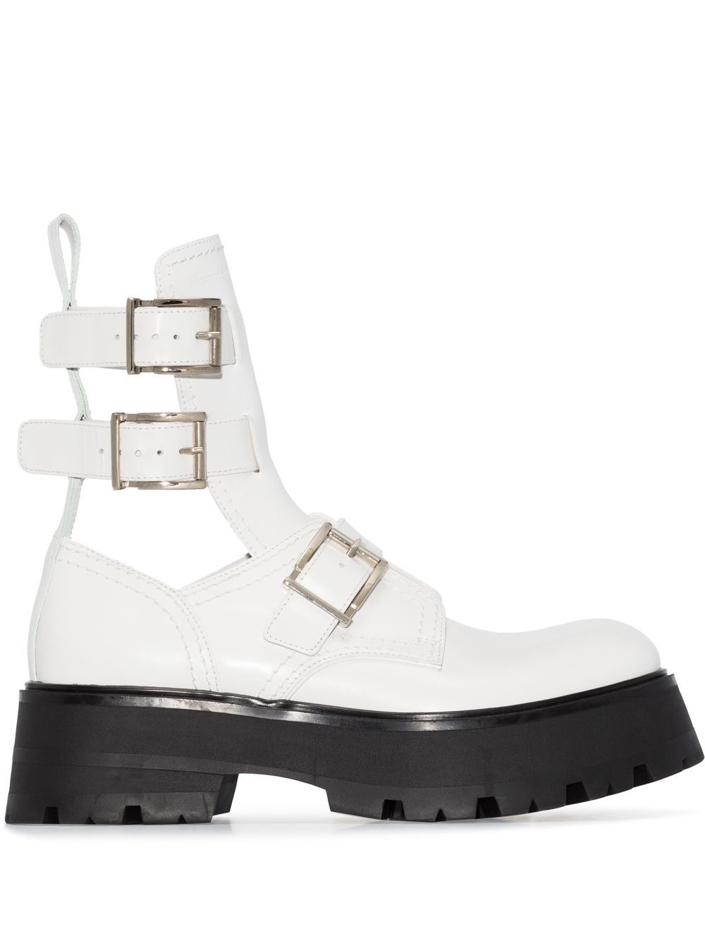 Alexander McQueen 扣环笼形短靴 - 白色