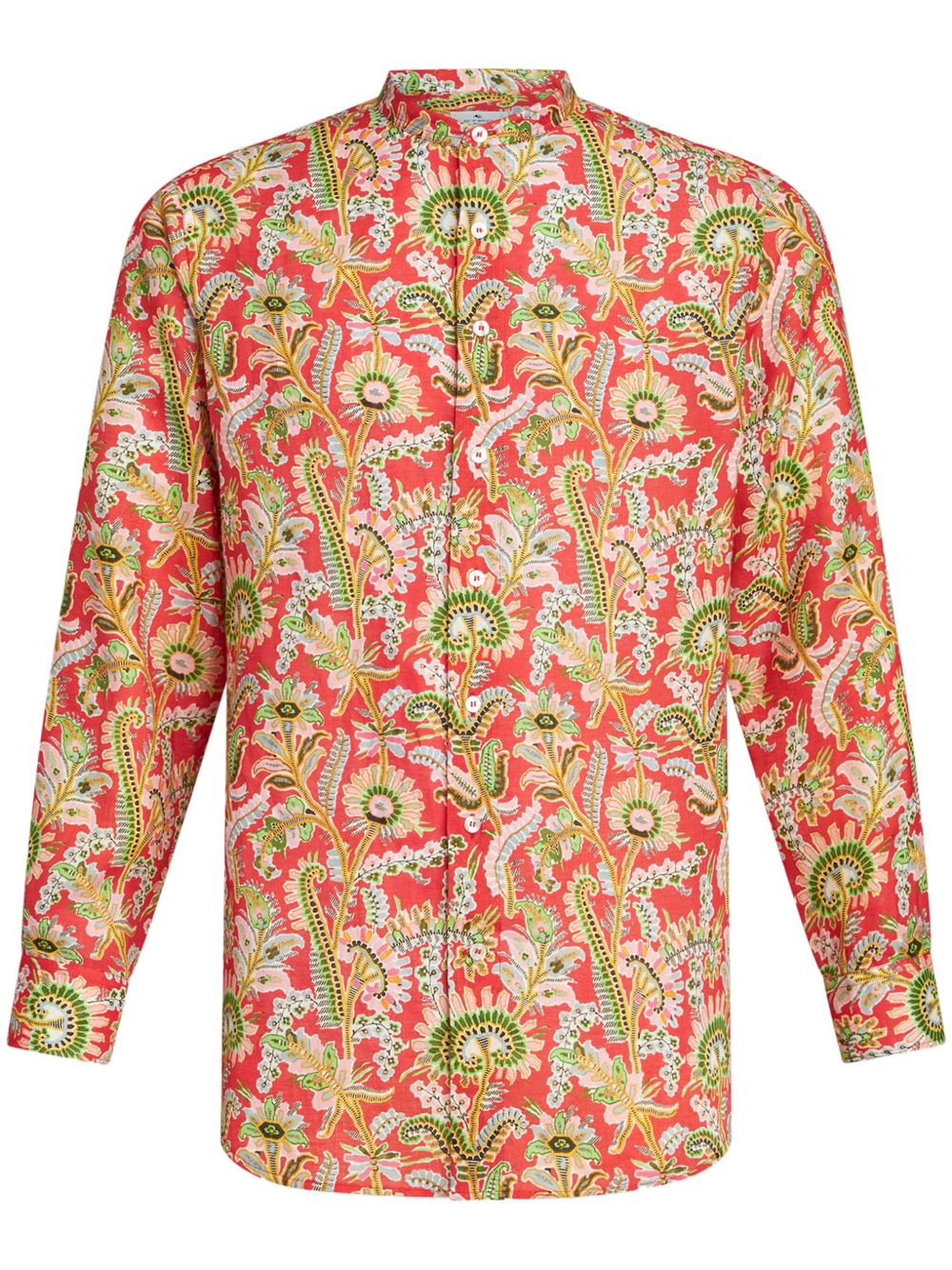ETRO 花卉印花排扣衬衫 - 红色