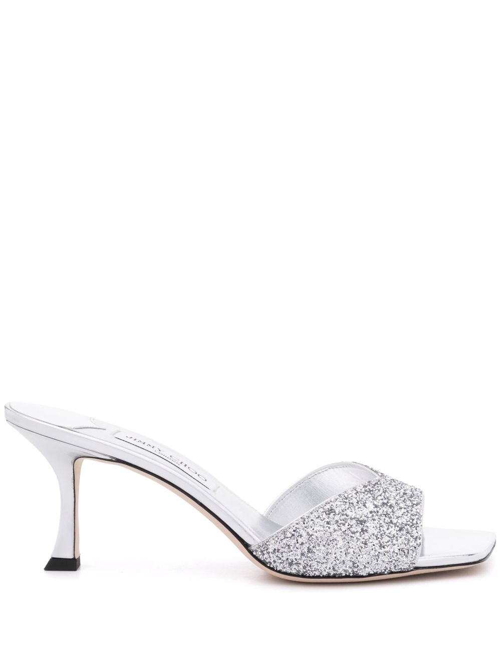 Jimmy Choo Skye 中跟亮片穆勒鞋 - 银色