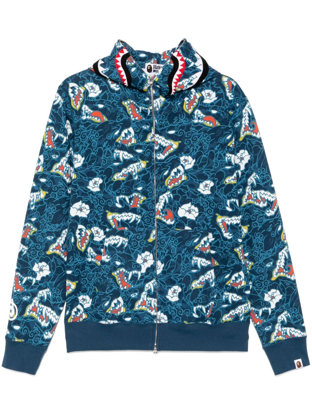 A BATHING APE® Japanese 刺青迷彩鲨鱼连帽衫 - 蓝色