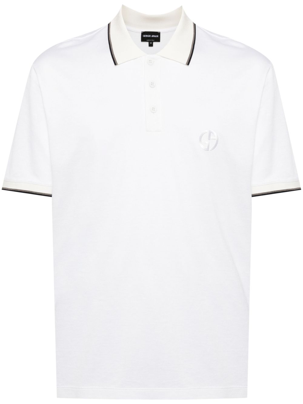 Giorgio Armani logo刺绣polo衫 - 白色