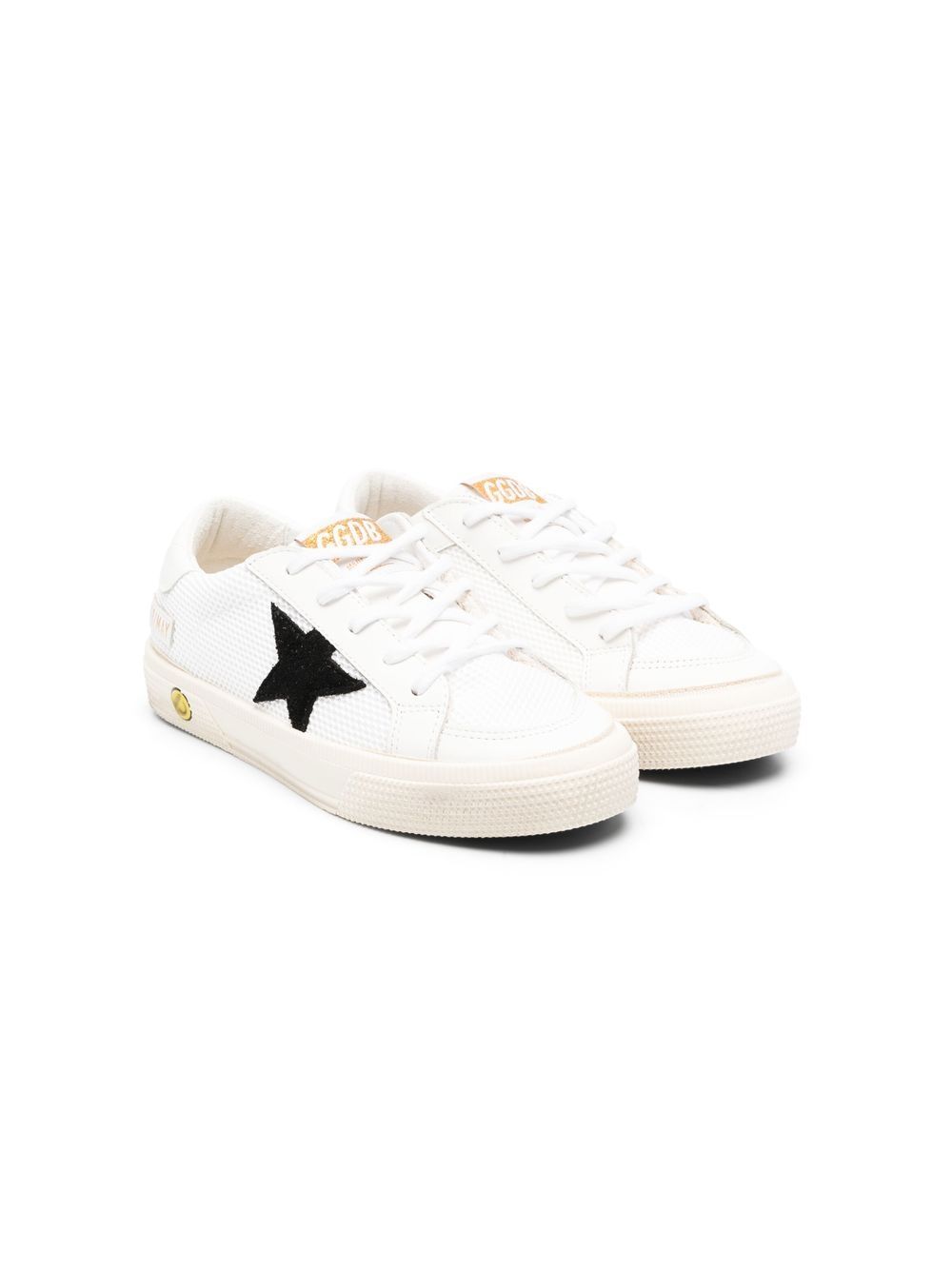 Golden Goose Kids May 星星贴花板鞋 - 白色