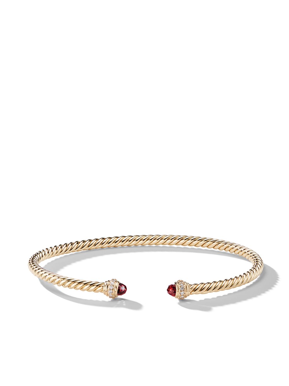 David Yurman 18K黄金 Cablespira 石榴石钻石手链 - 金色