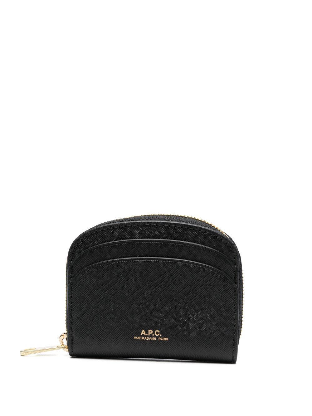 A.P.C. logo印花拉链钱包 - 黑色