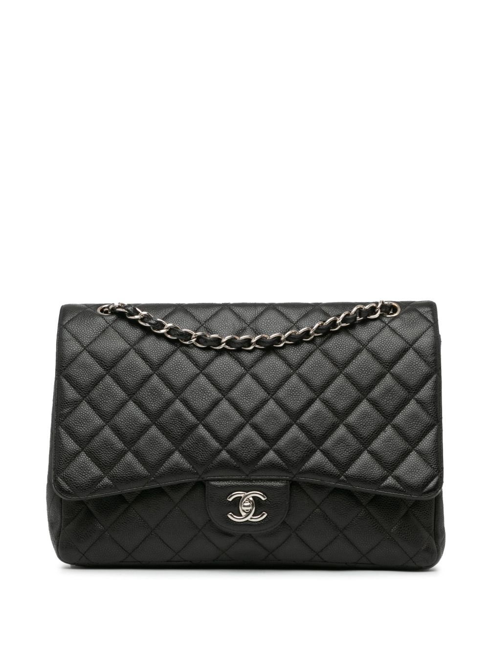 CHANEL Pre-Owned Maxi Classic Caviar Double Flap 单肩包（2010-2011年典藏款） - 黑色