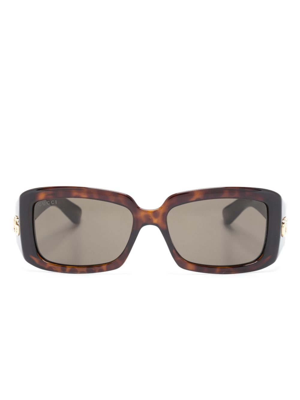 Gucci Eyewear logo标牌长方形镜框太阳眼镜 - 褐色