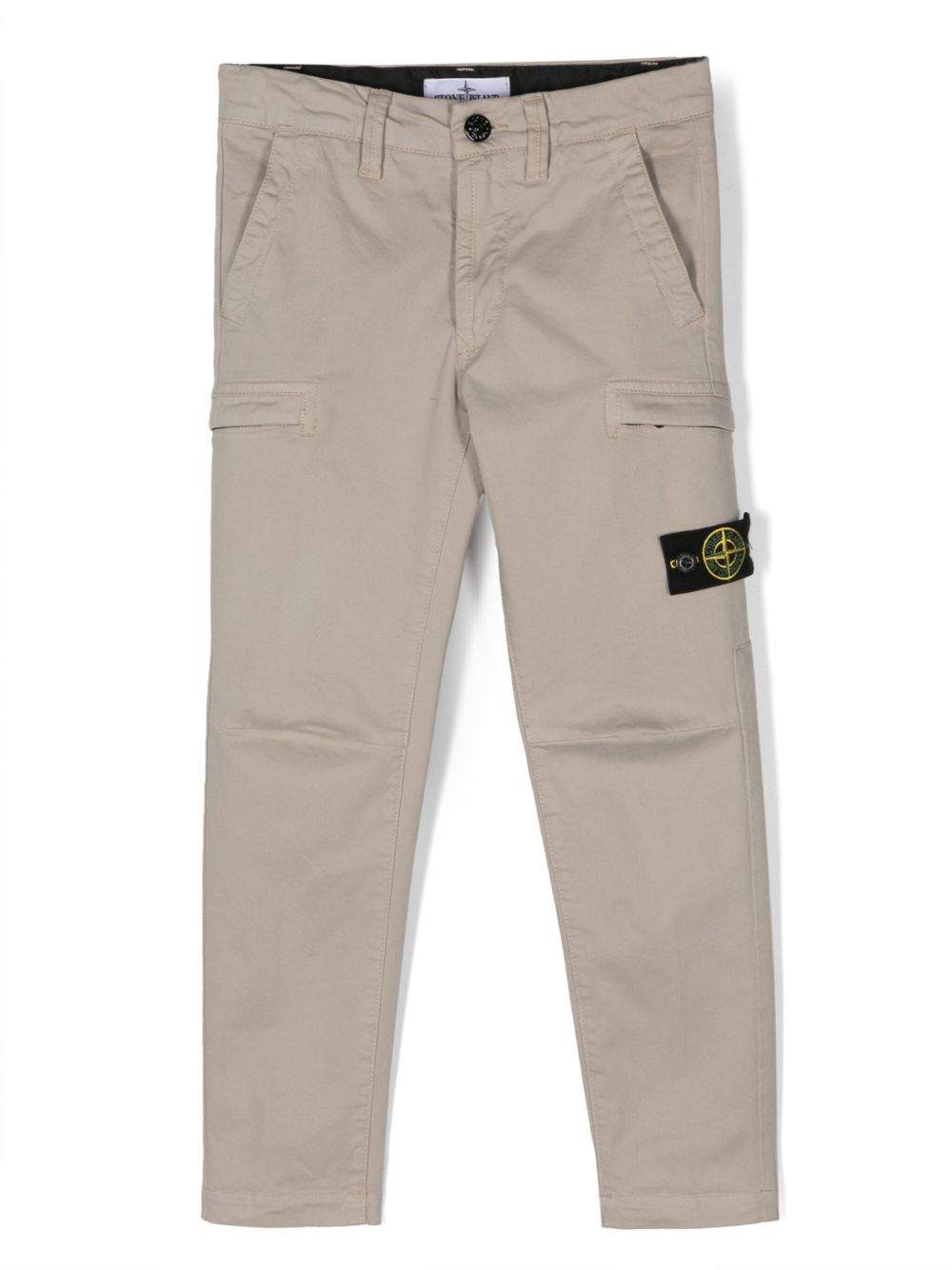 Stone Island Junior 罗盘图案棉长裤 - 中性色