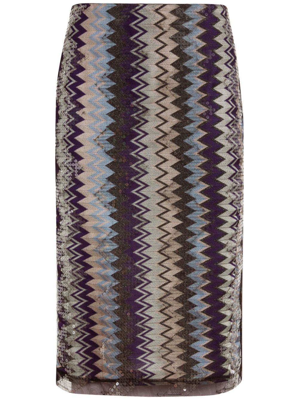 Missoni Zigzag 亮片层搭中长半身裙 - 中性色