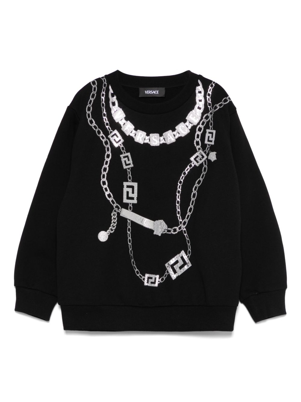 Versace Kids logo项链印花卫衣 - 黑色