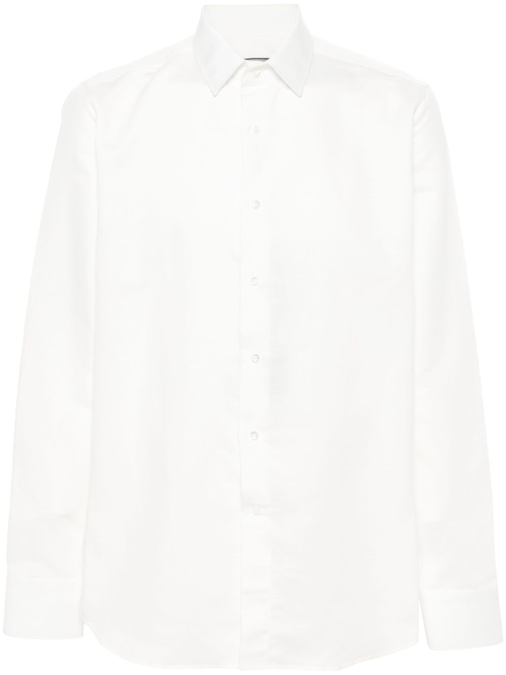 Canali 经典领斜纹布衬衫 - 白色