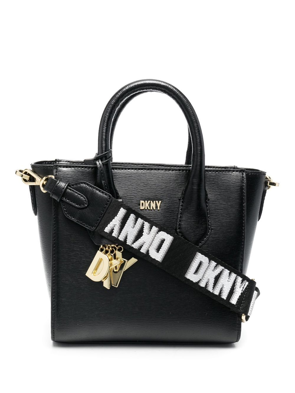 DKNY logo标牌托特包 - 黑色