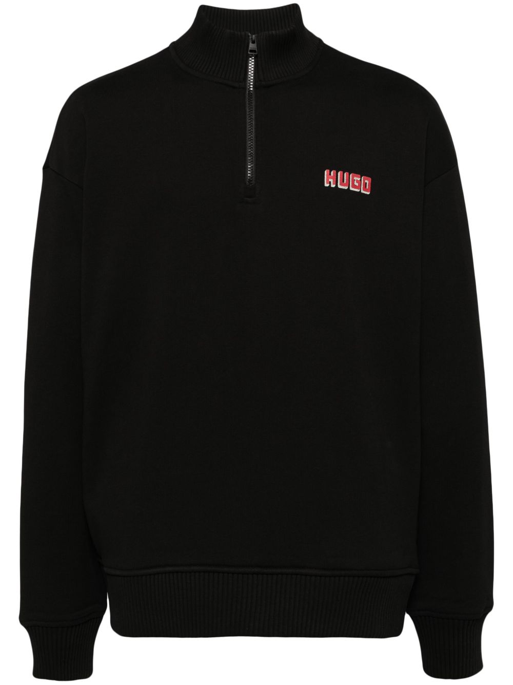 HUGO logo印花棉卫衣 - 黑色