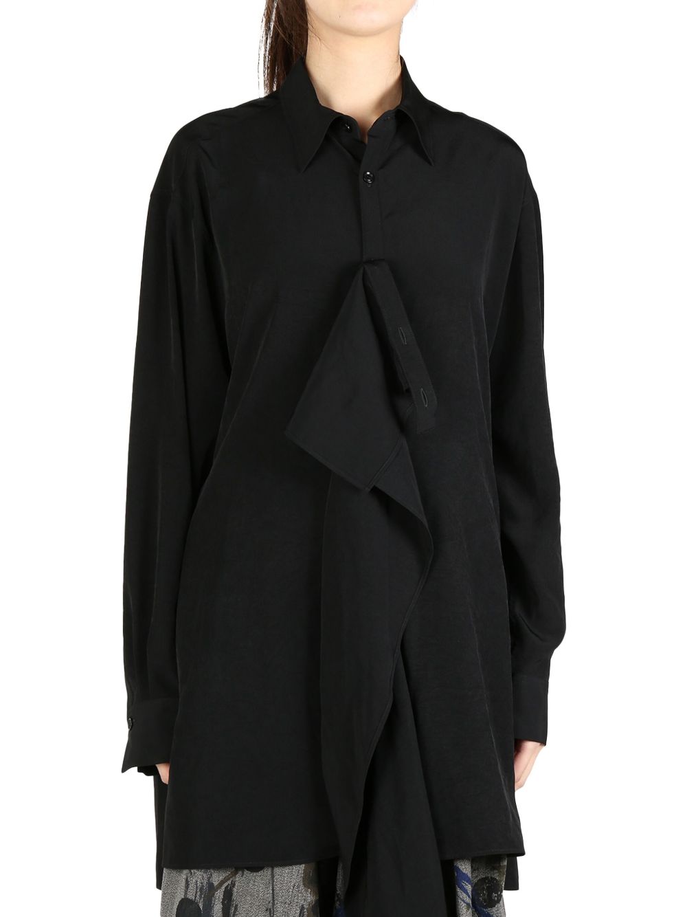 Y's draped shirt - 黑色