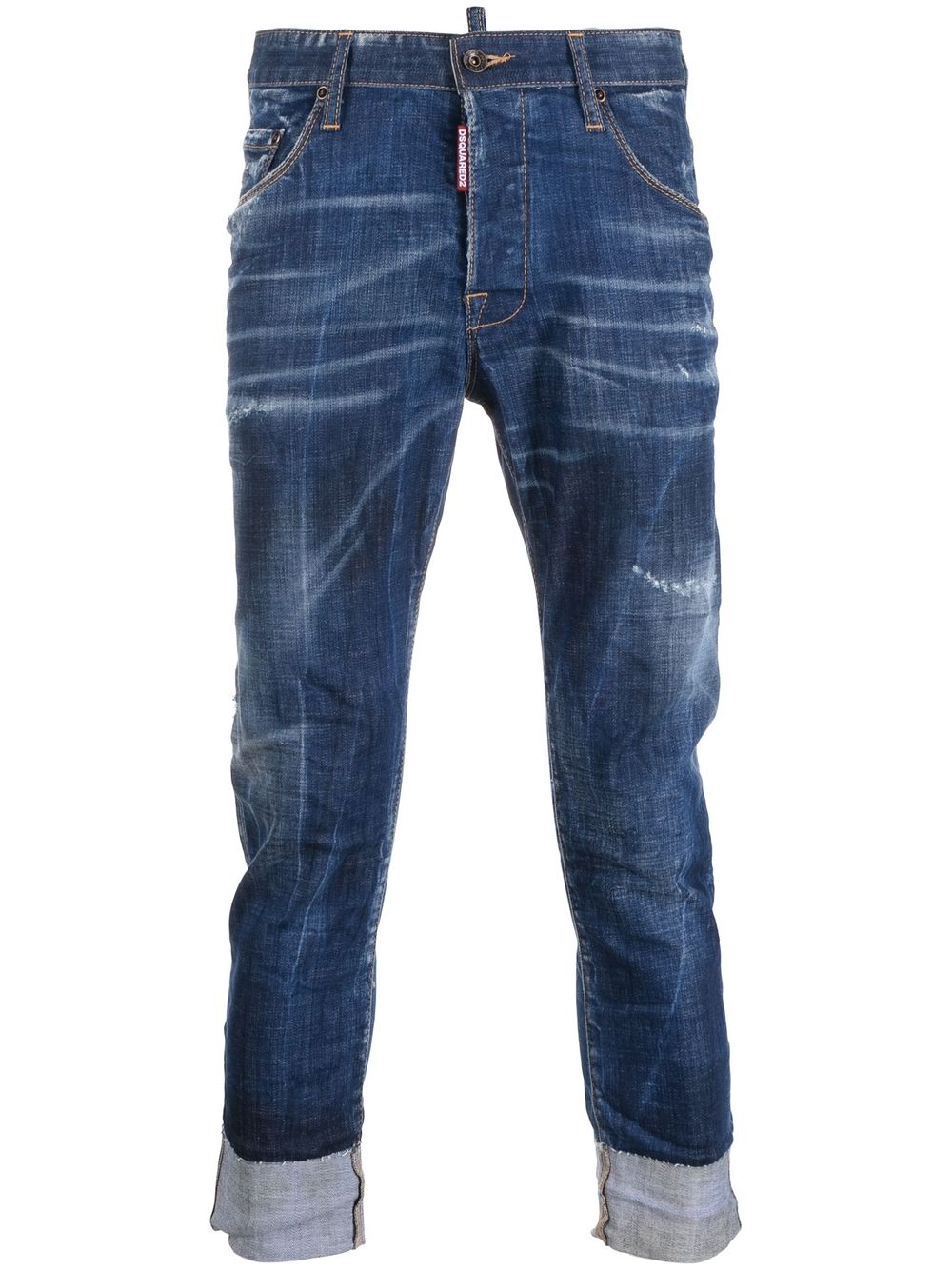 DSQUARED2 D2次方 仿旧效果露踝牛仔裤 - 蓝色