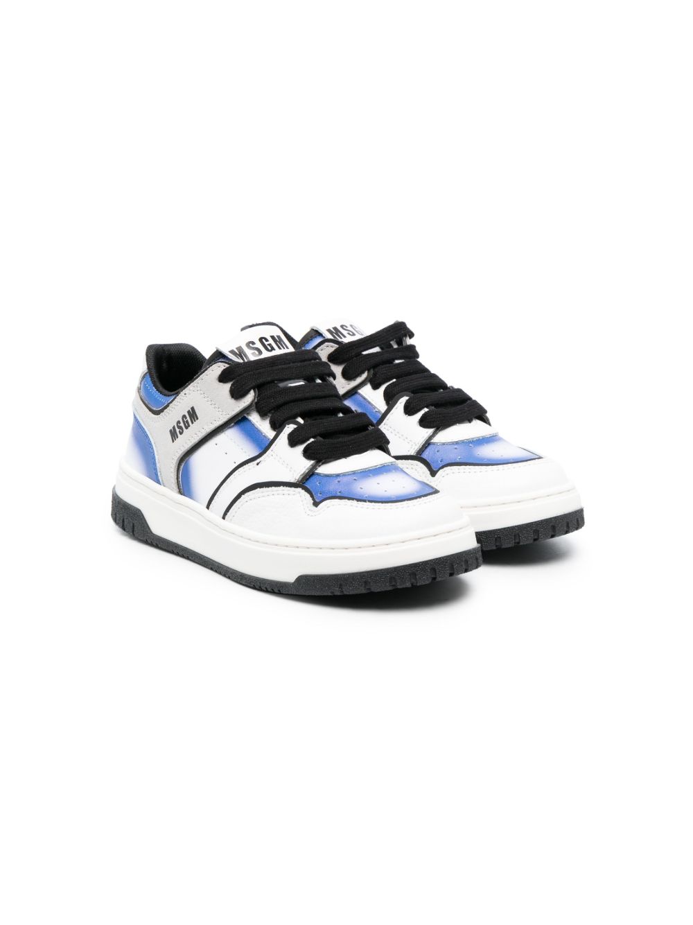 MSGM Kids 多拼接系带运动鞋 - 白色