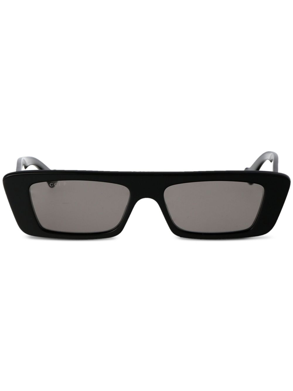 Gucci Eyewear logo印花长方框太阳眼镜 - 黑色