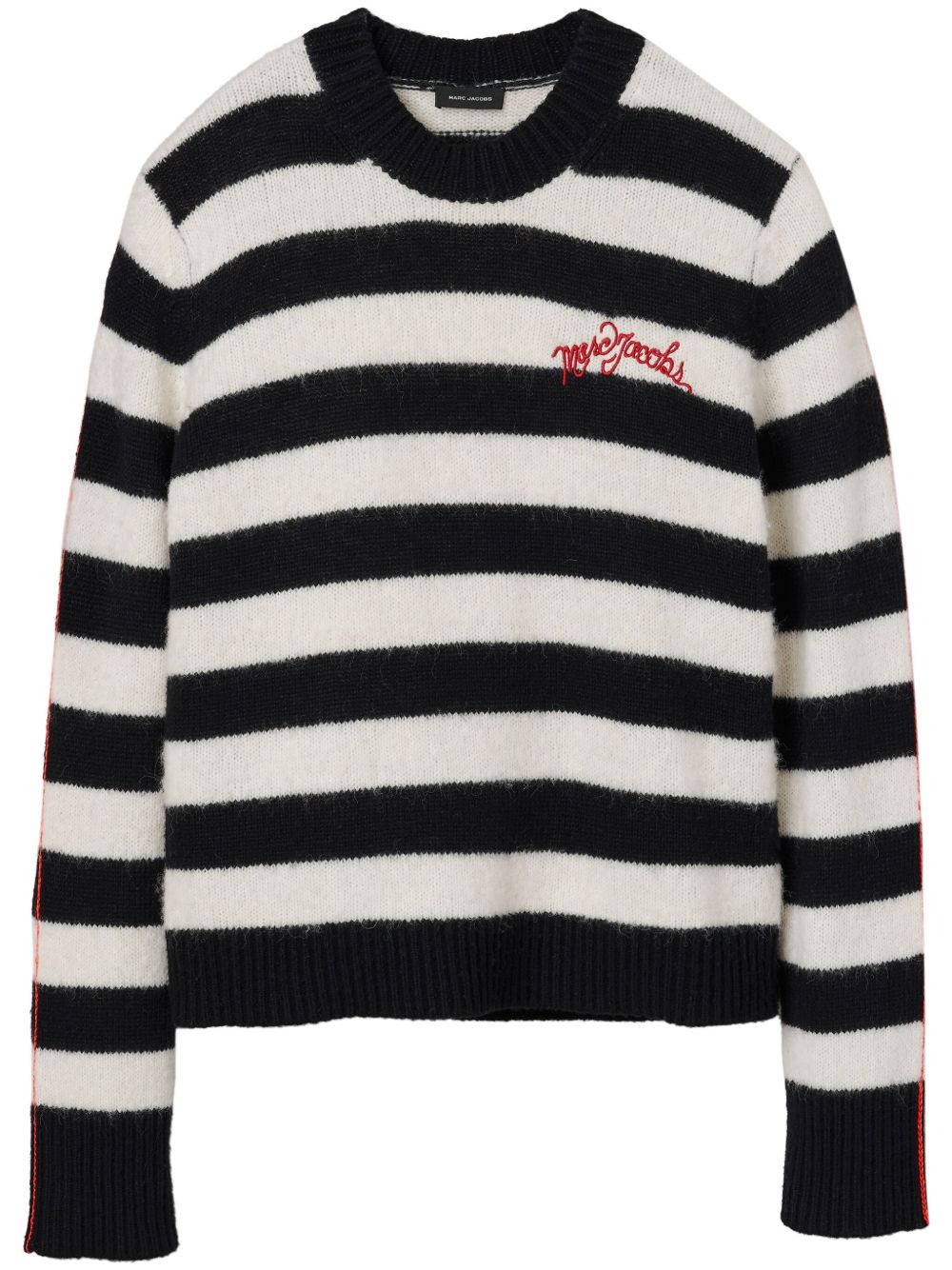 Marc Jacobs logo刺绣条纹毛衣 - 黑色
