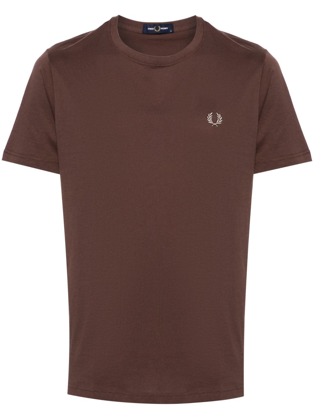 Fred Perry logo刺绣棉T恤 - 褐色