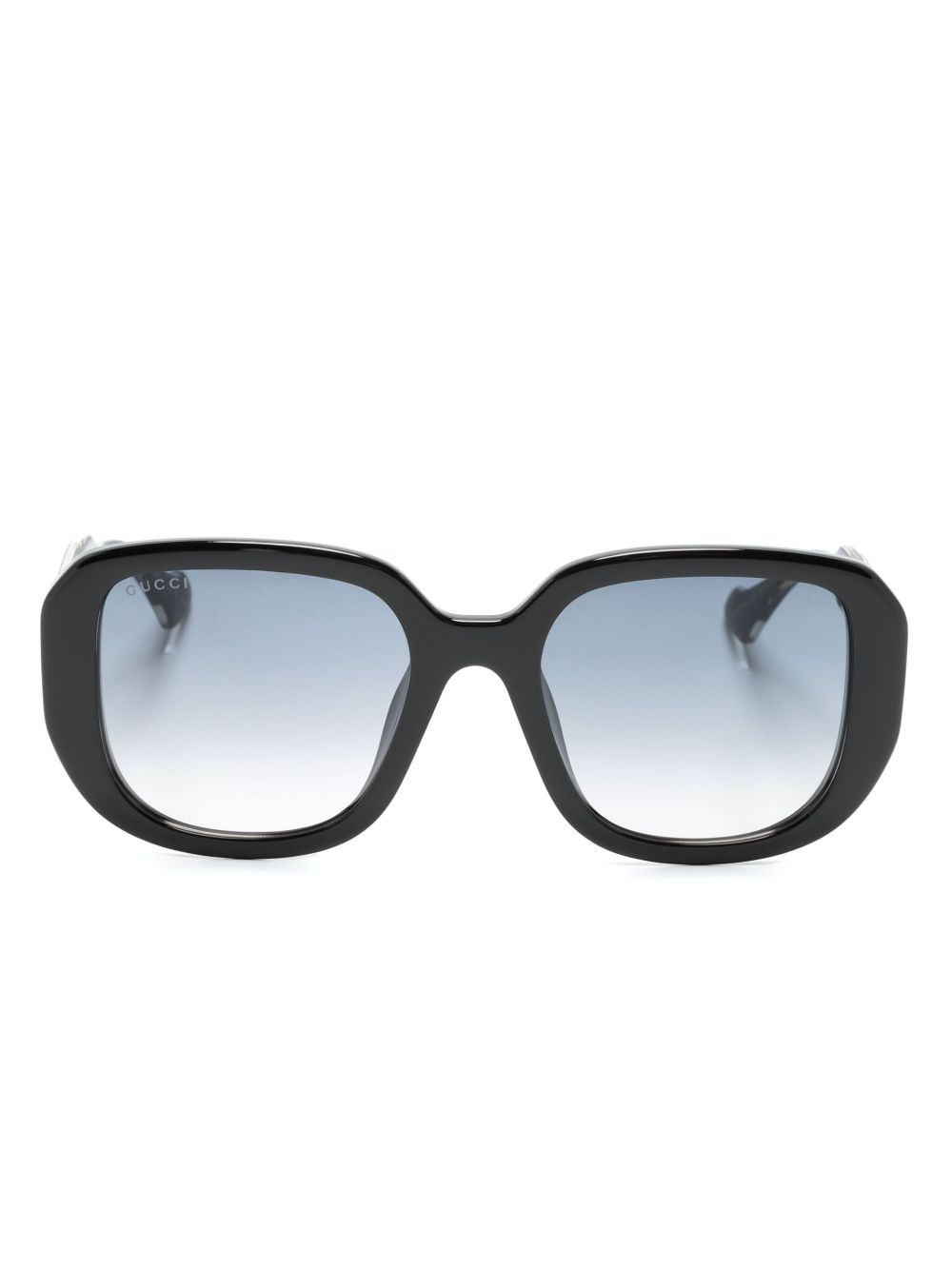 Gucci Eyewear Interlocking-G 超大款镜框太阳眼镜 - 黑色