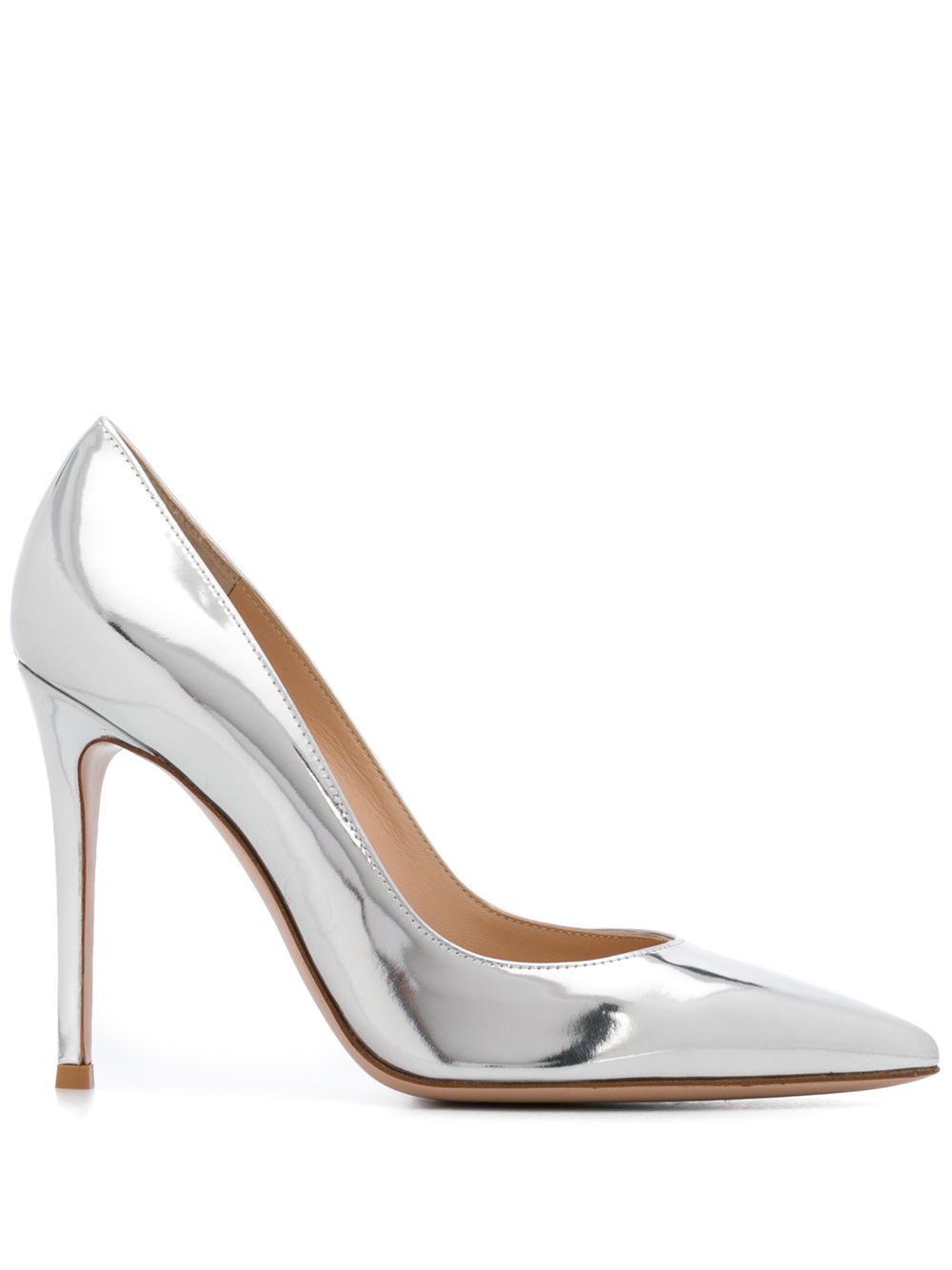 Gianvito Rossi 金属感尖头高跟鞋 - 银色