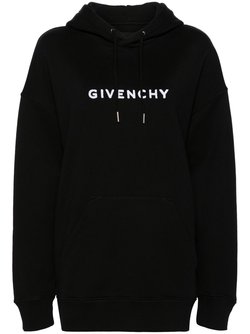 Givenchy logo植绒棉连帽衫 - 黑色