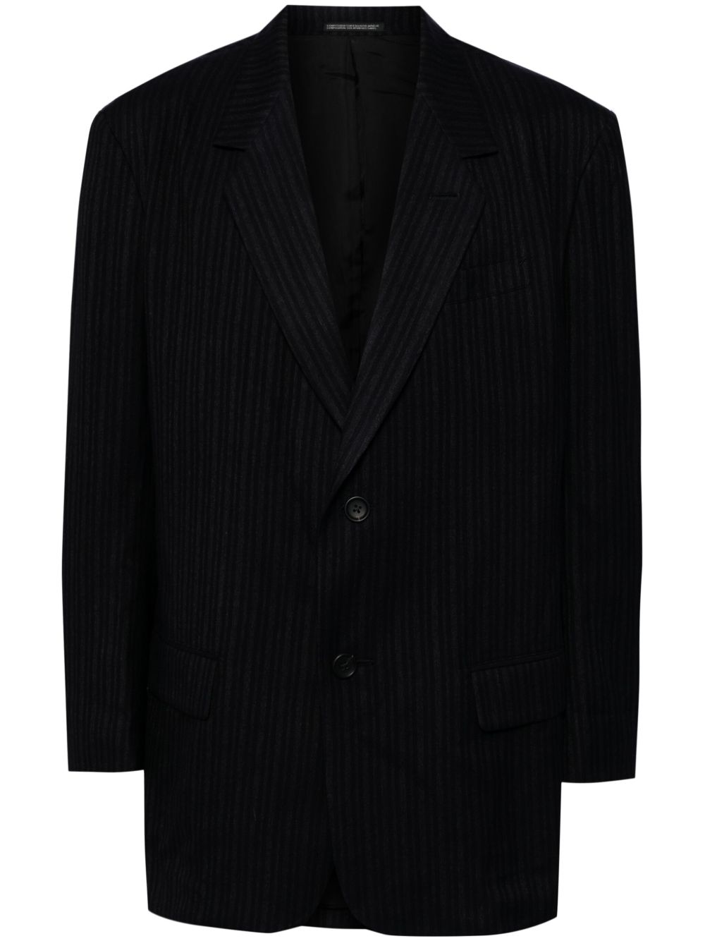 Yohji Yamamoto 条纹西装夹克 - 黑色