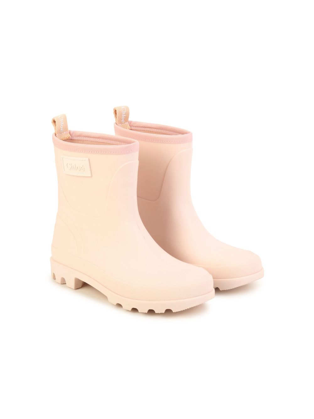 Chloé Kids 标贴雨靴 - 粉色