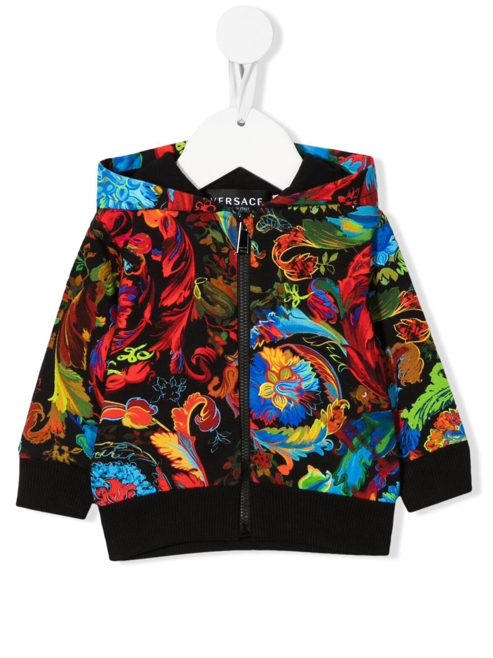 Versace Kids 范思哲 图案印花连帽夹克 - 黑色