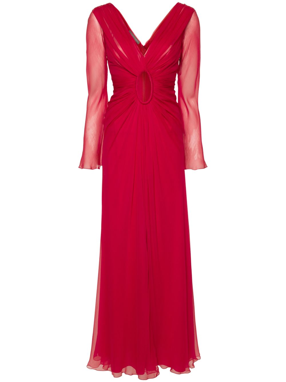 Alberta Ferretti 镂空细节真丝连衣裙 - 粉色