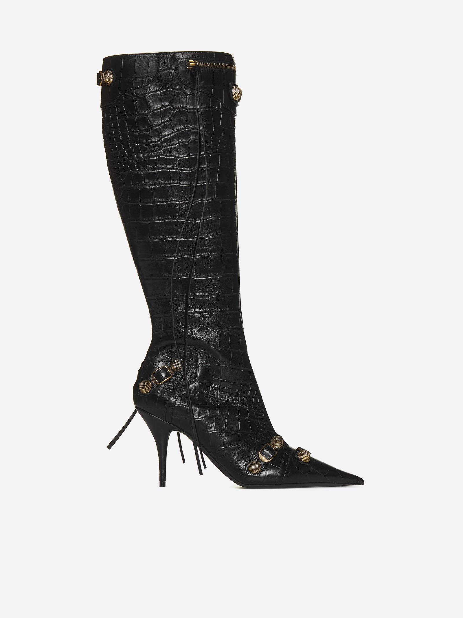Balenciaga Cagole 动物纹效果皮靴
