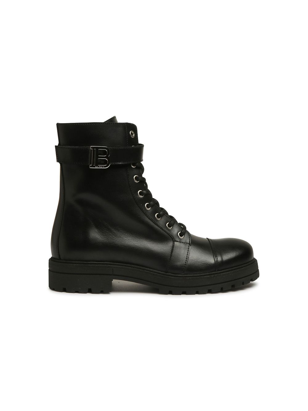 Balmain Kids logo标牌皮靴 - 黑色