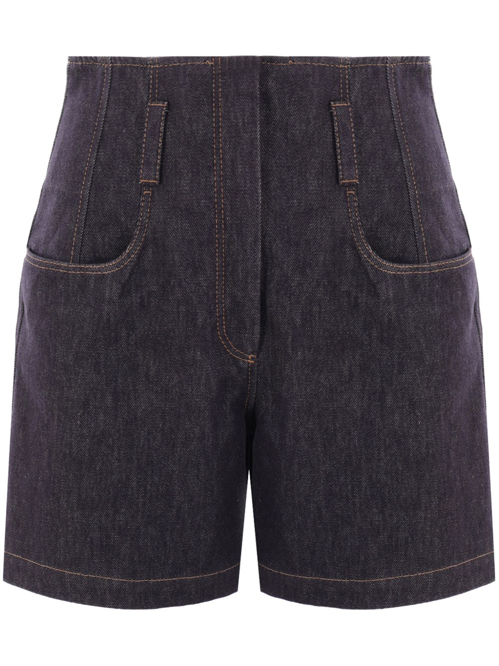 Brunello Cucinelli 无褪色效果牛仔腰封式短裤 - 蓝色