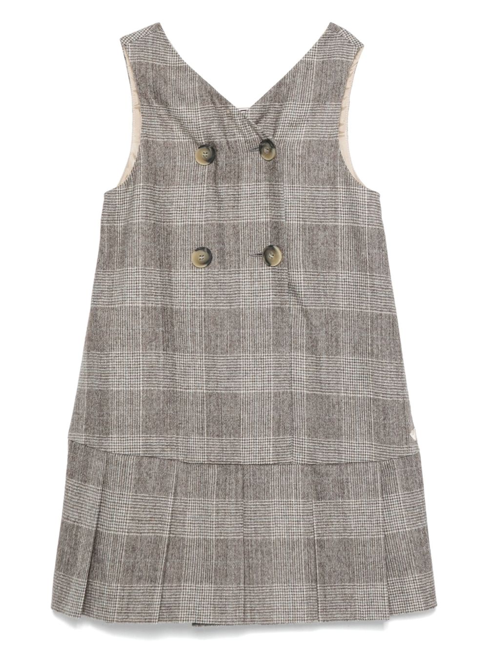 Emporio Armani Kids 格纹连衣裙 - 中性色