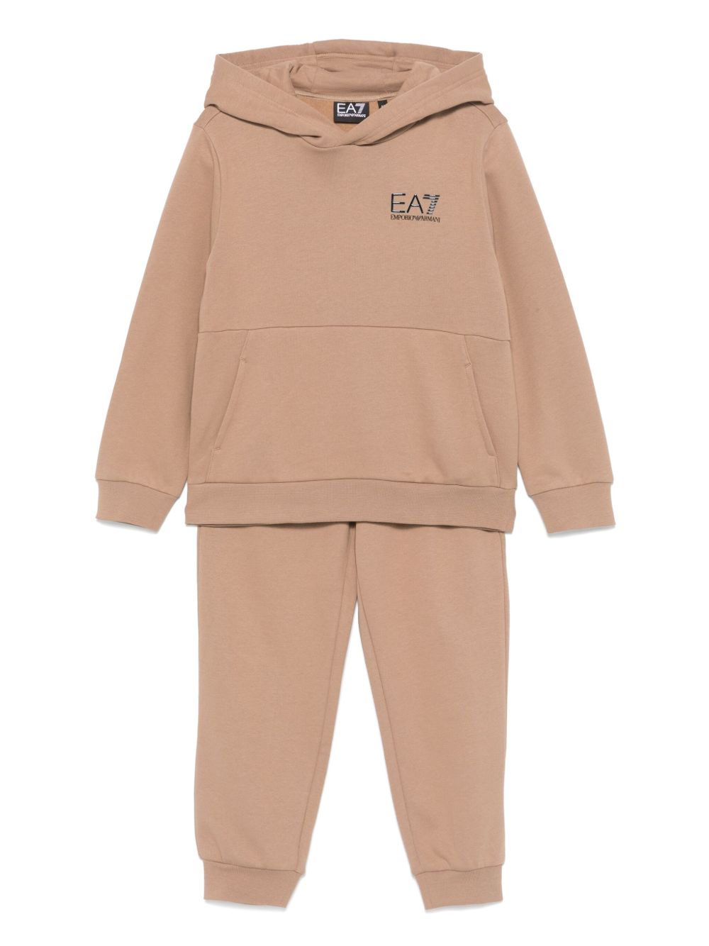 Emporio Armani Kids logo字母运动套装 - 褐色
