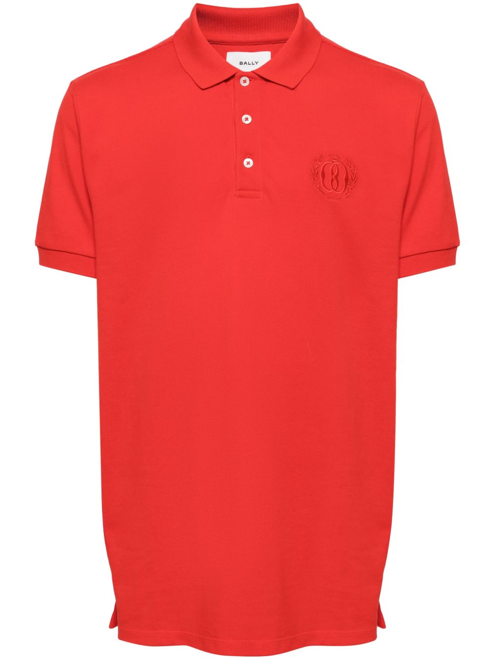 Bally logo刺绣棉polo衫 - 红色