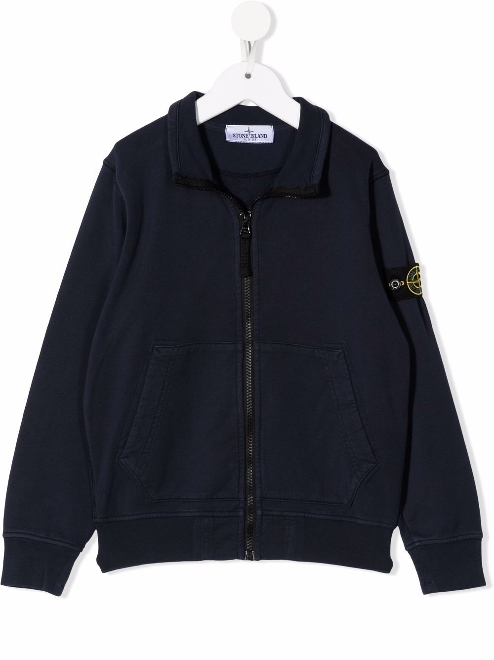 Stone Island Junior 标贴拉链卫衣 - 蓝色