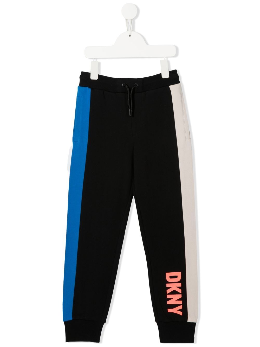 Dkny Kids logo印花锥形运动裤 - 黑色
