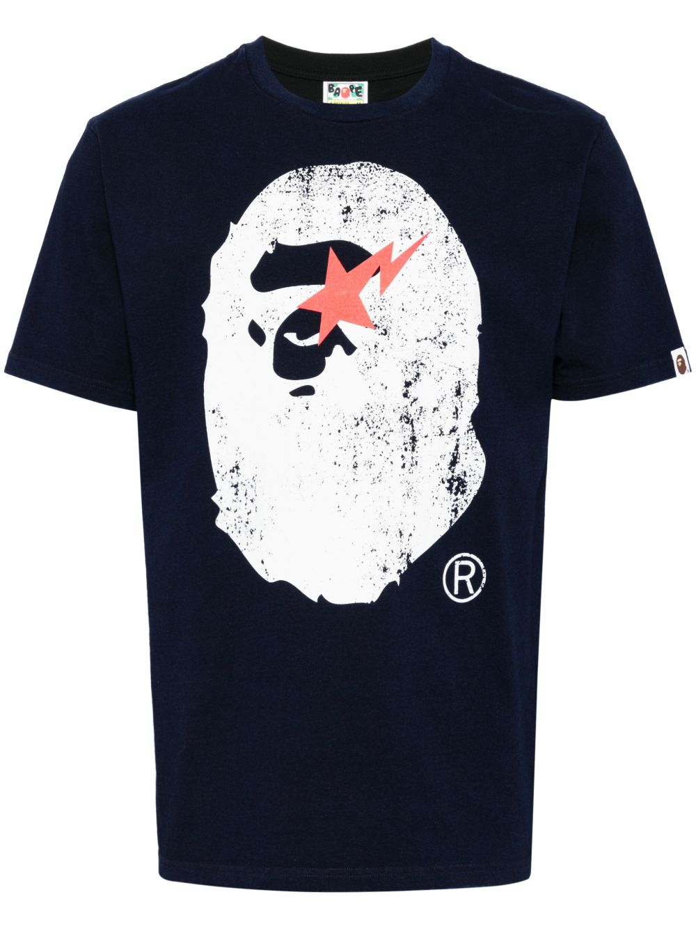 A BATHING APE® 图案印花棉T恤 - 蓝色
