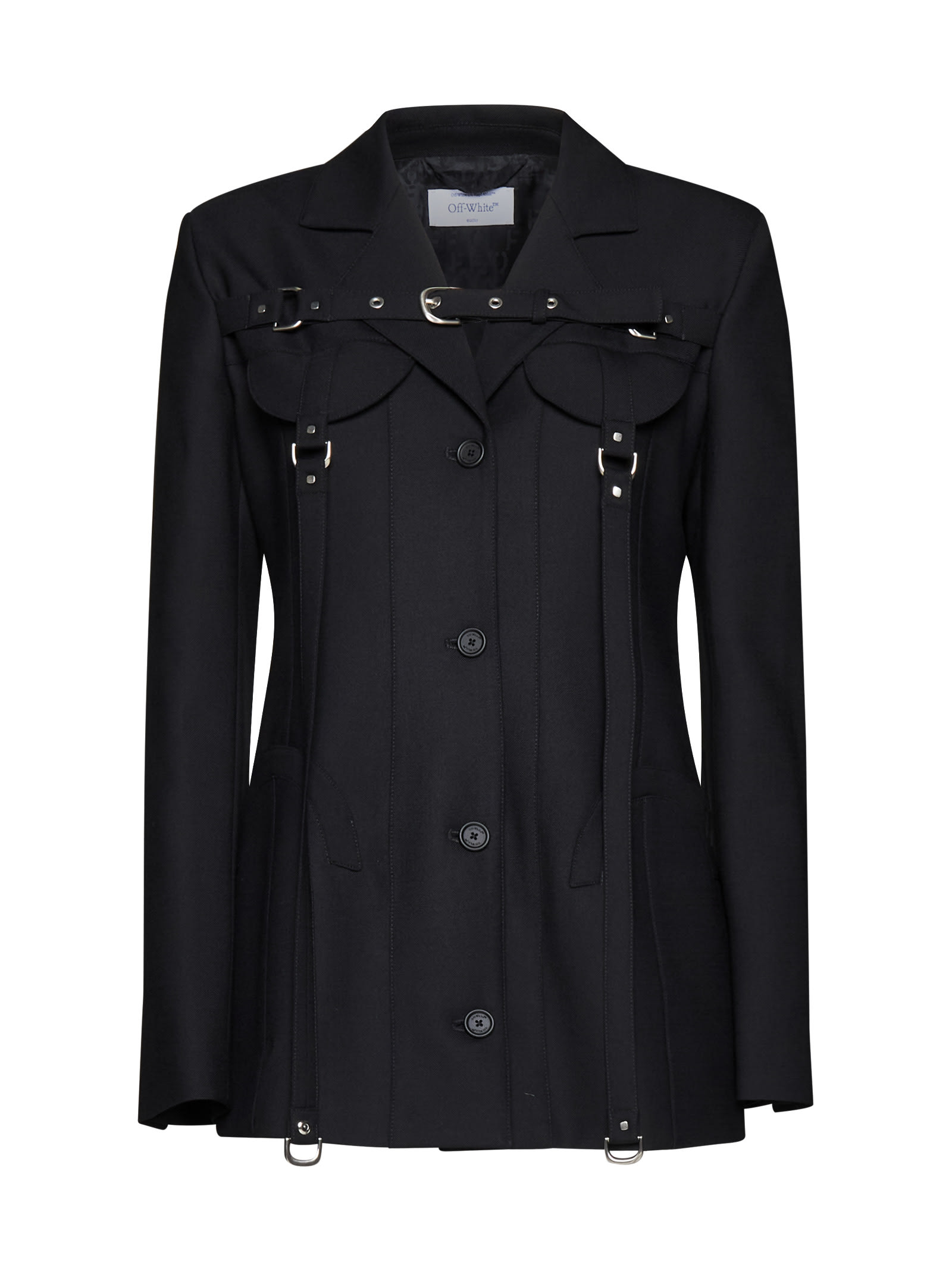Off-White Black Virgin Wool Blend Blazer
