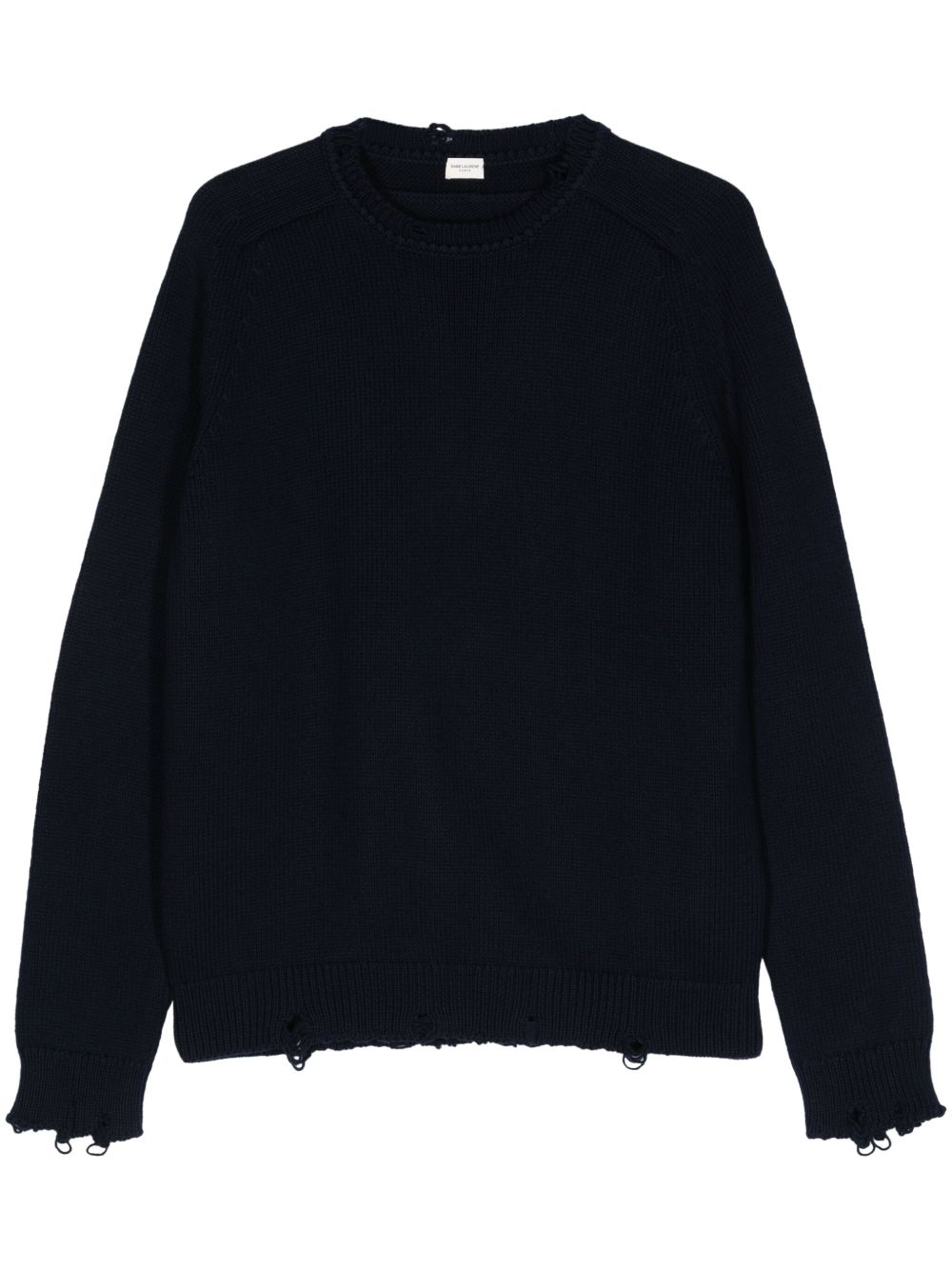 Saint Laurent 仿旧针织棉毛衣 - 蓝色