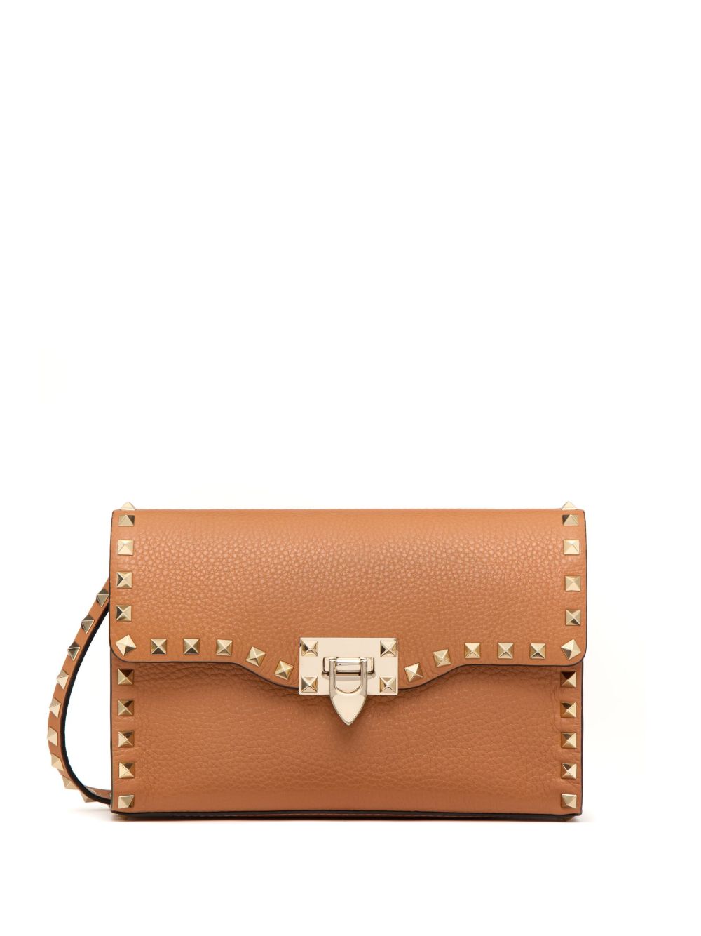 Valentino Garavani Rockstud 皮质单肩包 - 褐色
