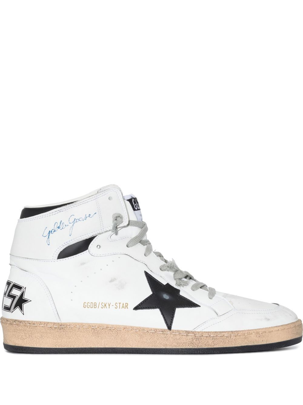 Golden Goose 星星贴花系带运动鞋 - 白色