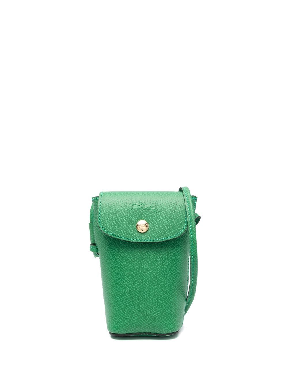Longchamp logo压纹皮质手机壳 - 绿色
