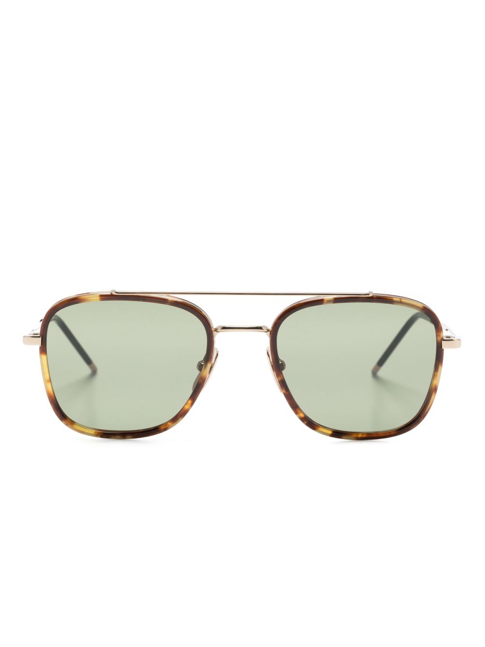 Thom Browne Eyewear 玳瑁纹细节飞行员镜框太阳眼镜 - 褐色