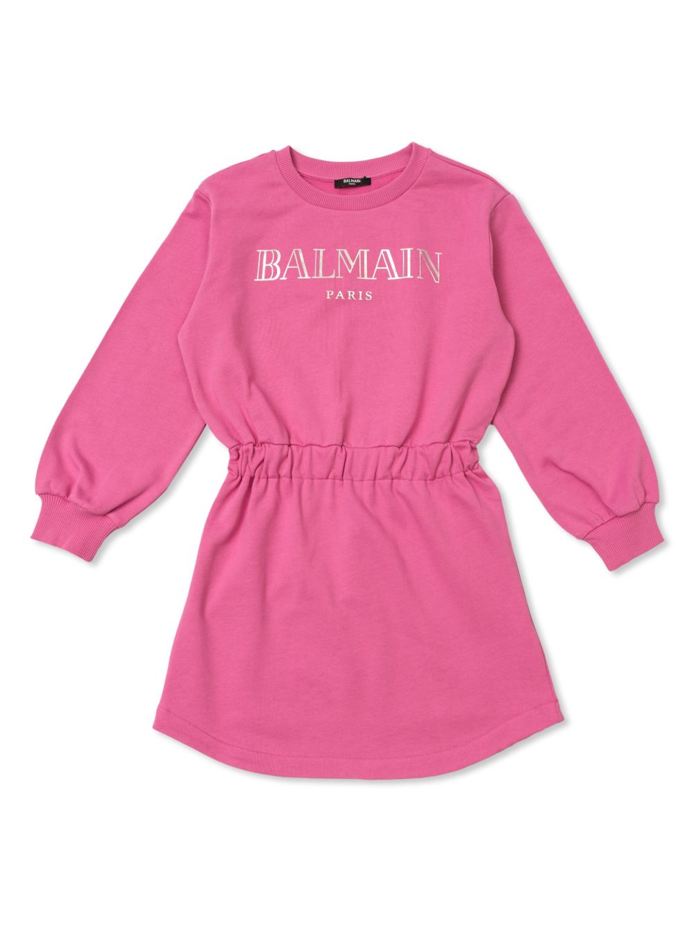Balmain Kids logo印花平纹针织迷你连衣裙 - 粉色